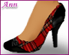 ANN Plaid Pumps RED