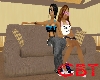 (C)Brown couch with chec