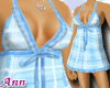 ANN Plaid Halter BLUE